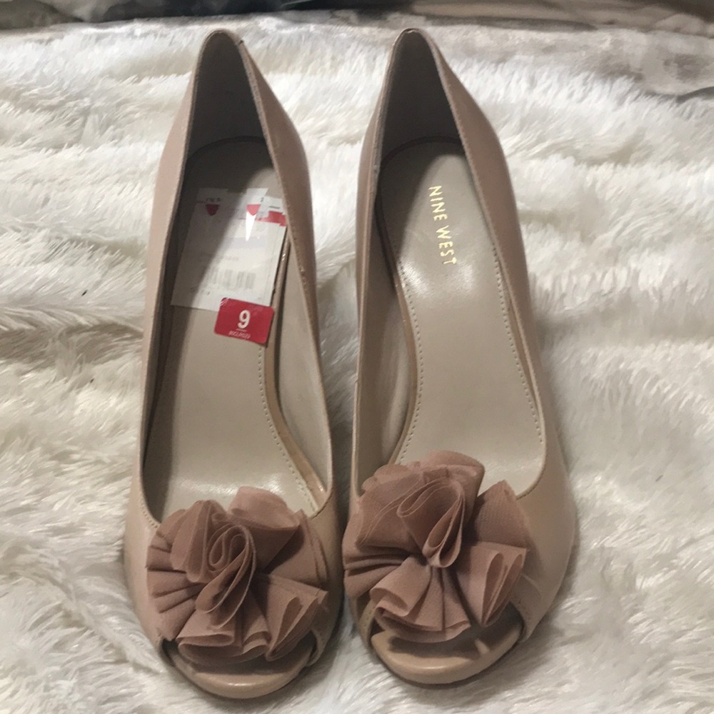 Nine West Nude Open Toe Heels